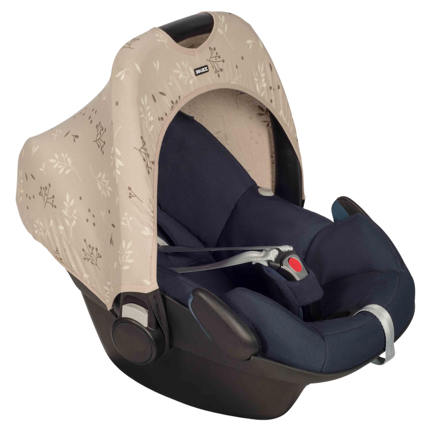 Original Dooky Hoody Sonnenschutz Sonnenverdeck für Babyschalen oder Kinderwagen (Design: Romantic Leaves Beige, inkl. UV-Schutz 40+, Altersgruppe 0+, Universal geeignet für die meisten Marken) Beige