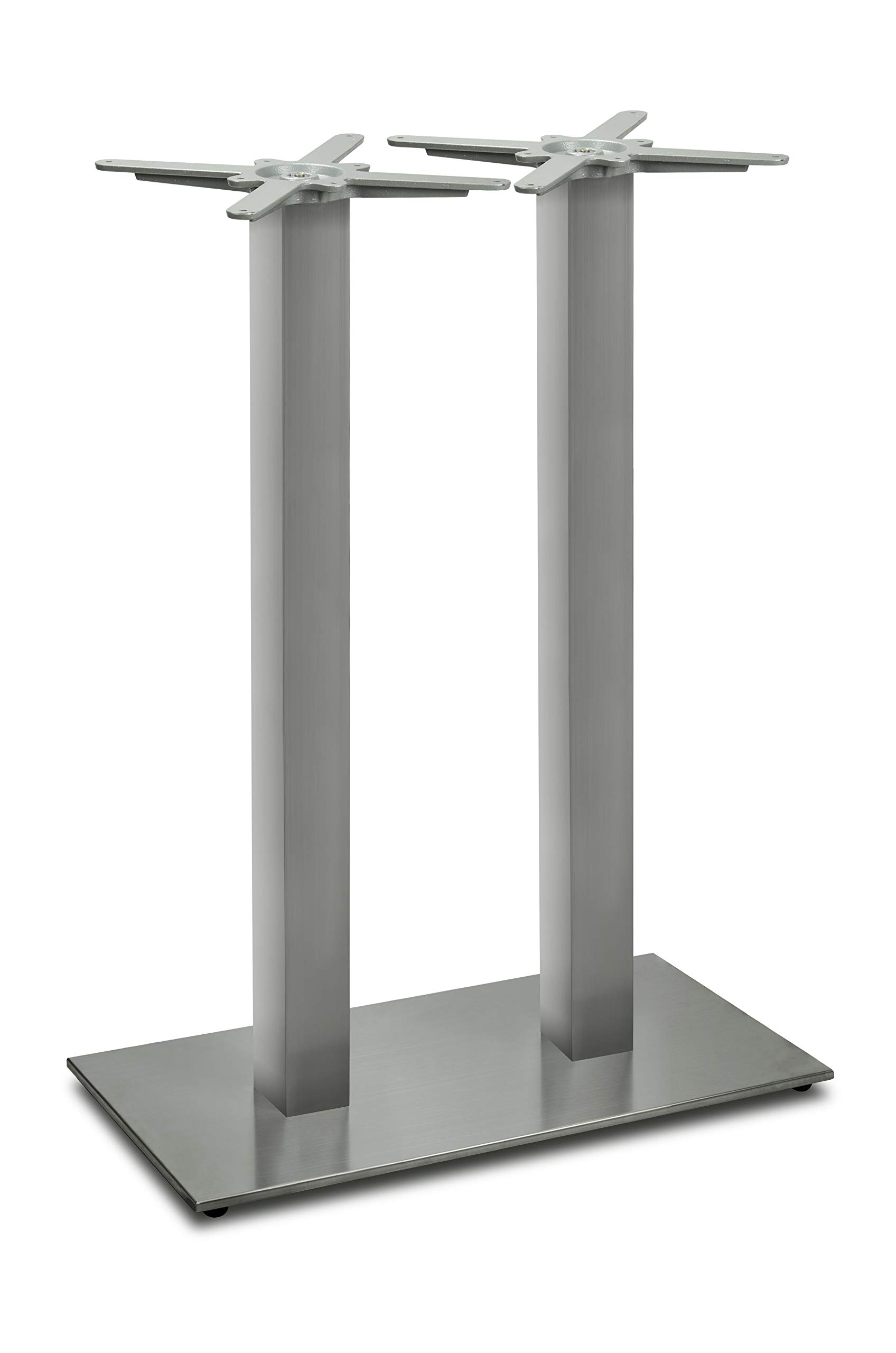 Doppel-Stehtischgestell Tischbein Edelstahl | Premium | PD7592inox/110 | INOX | Stehtisch | H 108 cm | 32 kg | Bodenplatte: 75x40 cm | max. Tischplattengröße 130x70 cm
