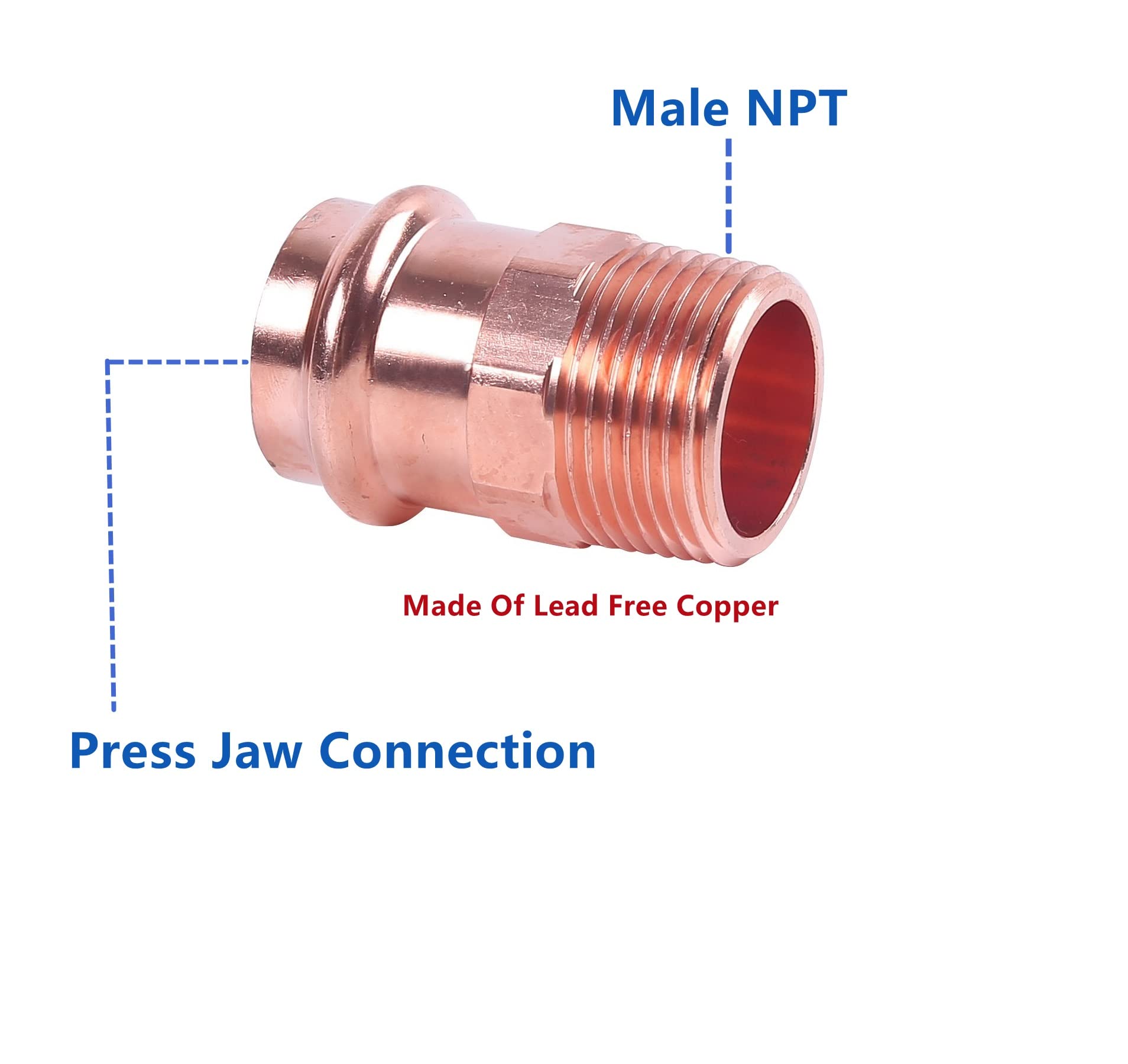 Libra Supply 1 Inch, 1'', 1-inch Copper Male Fitting Adapter FTG X MIP, 5pcs