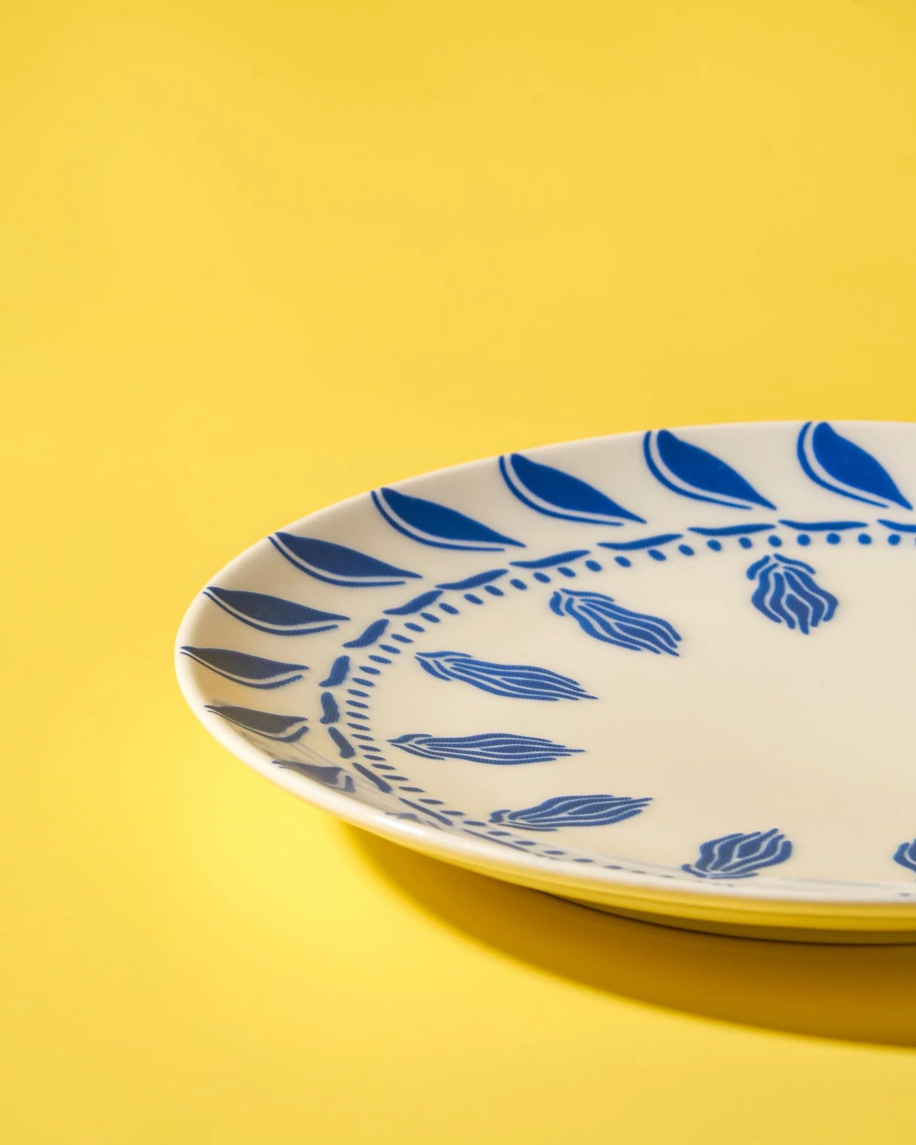 LOVEDWELL Set of 2 Turron Ceramic Dessert Plate | 7 Inches - Handcrafted Blue Floral Pattern Porcelain Plate for Snacks, Sweets & Sides | Microwave & Dishwasher Safe | Elegant Modern Tableware 1