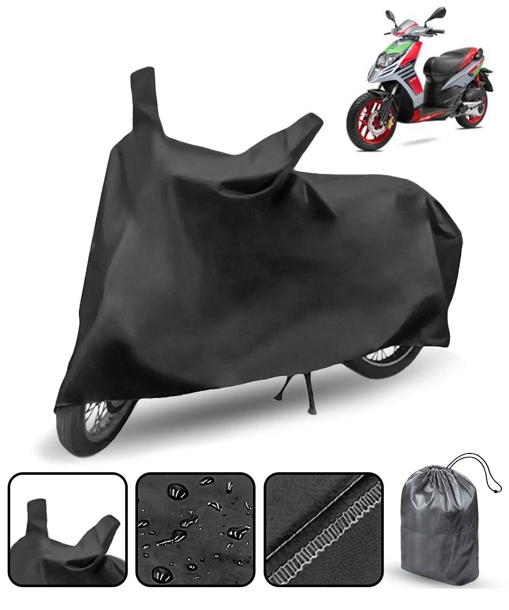 AUTORETAIL Waterproof Two Wheeler Bike and Scooty Cover for Aprilla SR 150 with Buckle Lock (Black)