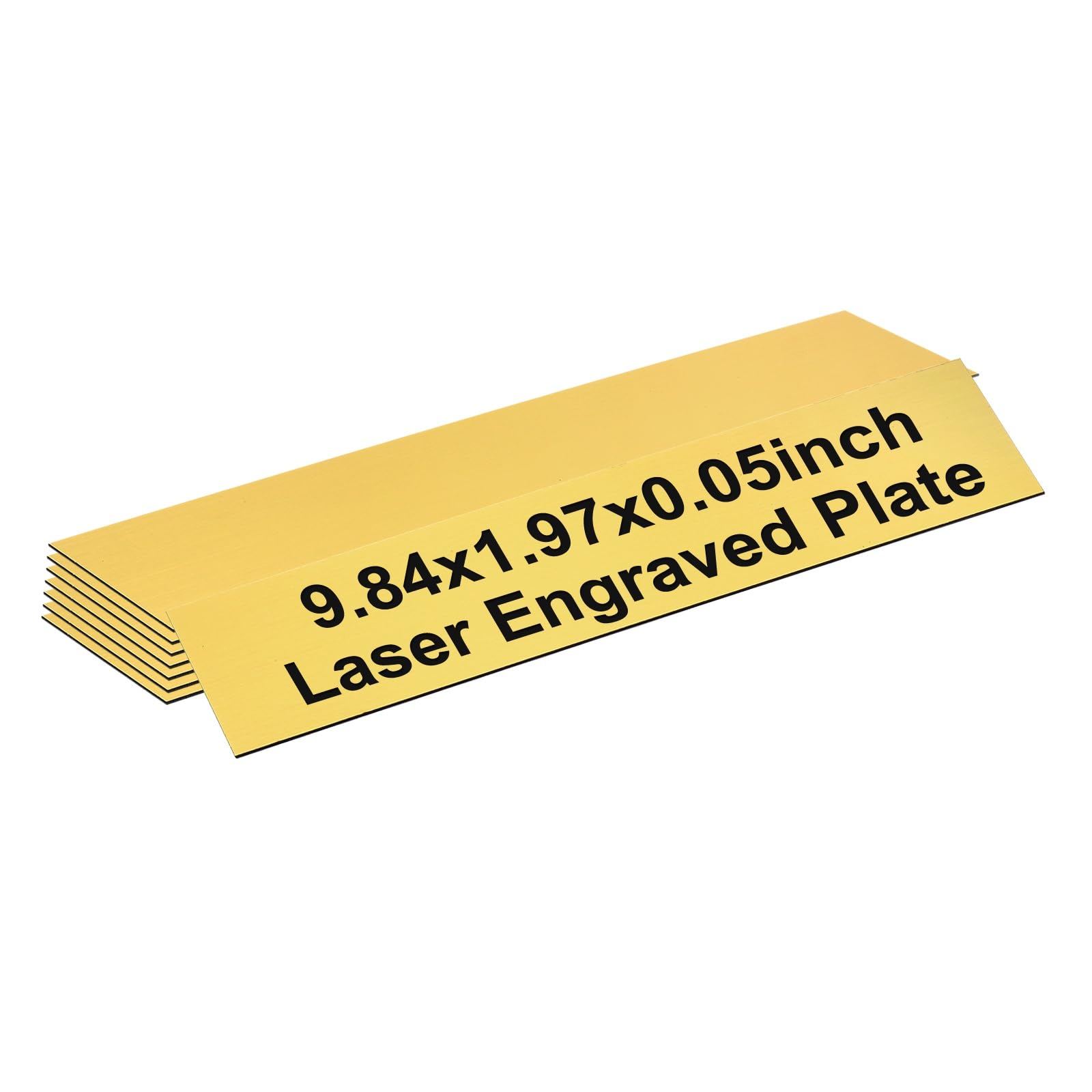 PATIKIL Blank Name Plates, 9.84x1.97" Engraved Name Plates Name Plate Personalized Custom Door Signs Desk Tags for Office Classroom, Brushed Gold with Black Letter, 8 Pcs