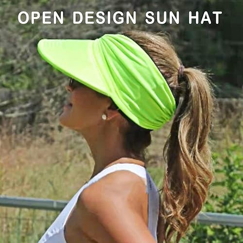 Miniatura 3 de Sombrero de visera para mujer, sombreros de playa de verano, plegable, ala ancha, cola de caballo, plegable, sombrero de protección UV