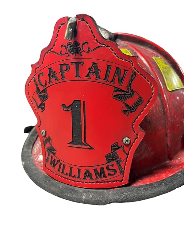 Red Leather Fire Helmet Shield Customizable Helmet Front for Firefighters