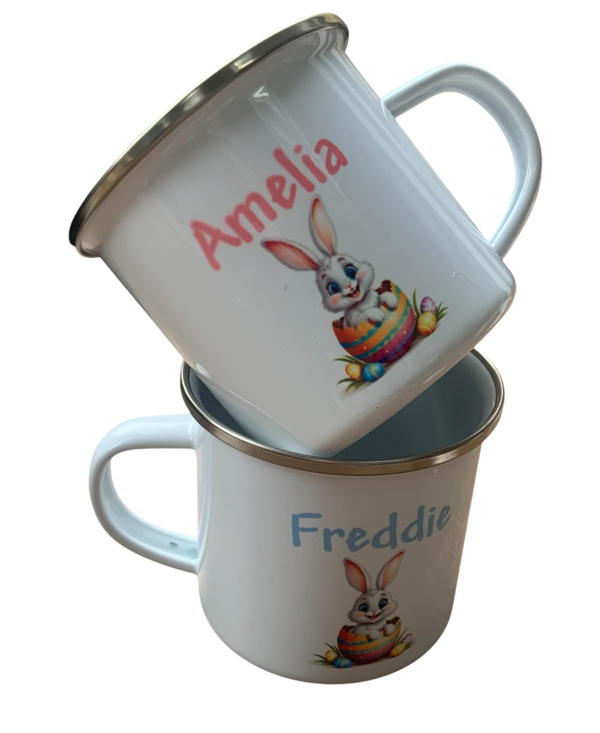 Ava Graceful Designs Personalised Easter Mug | Enamel Easter Bunny Mug | Easter Gift for Kids