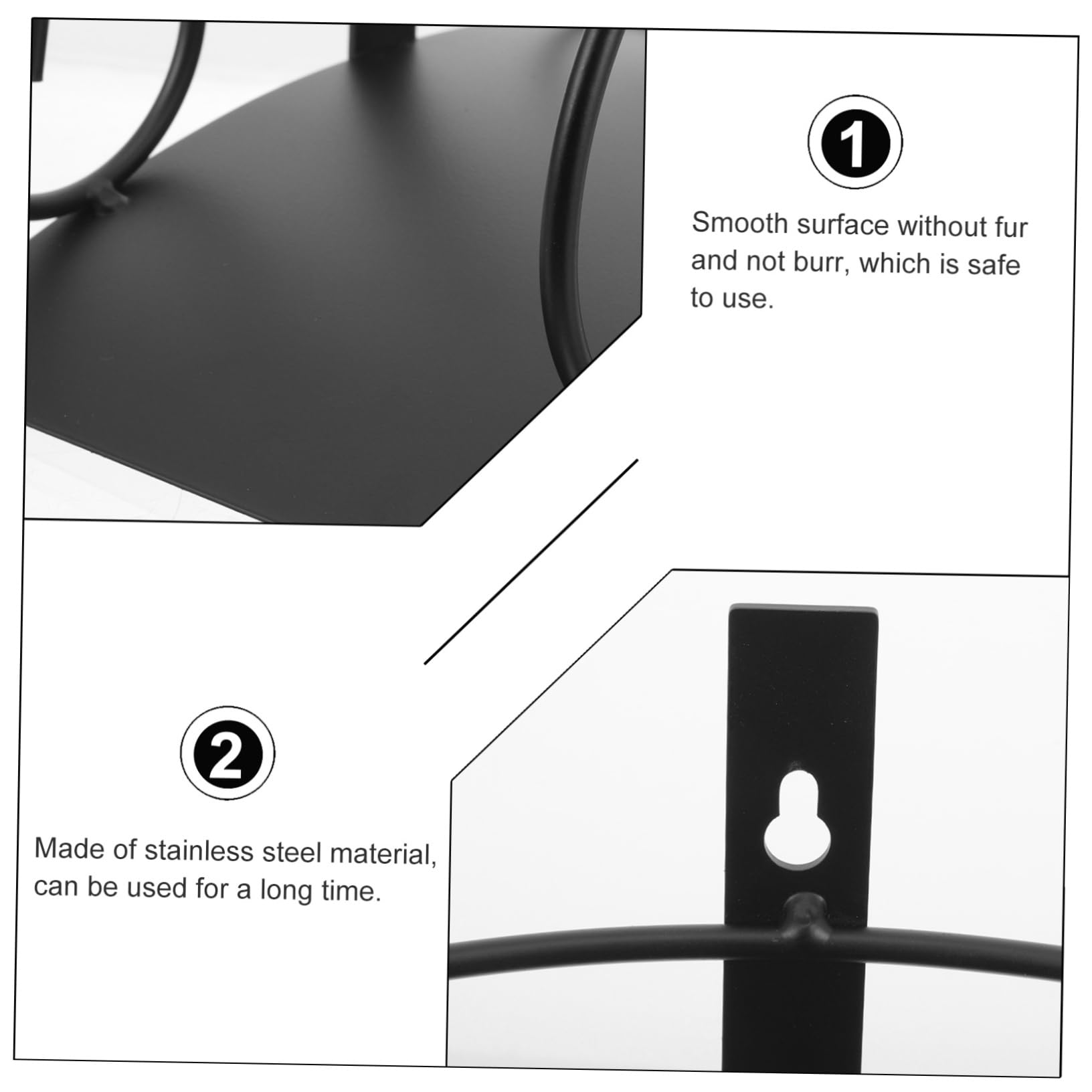Support Mural pour Tuyau D’arrosage en Fer Noir, Design Simple