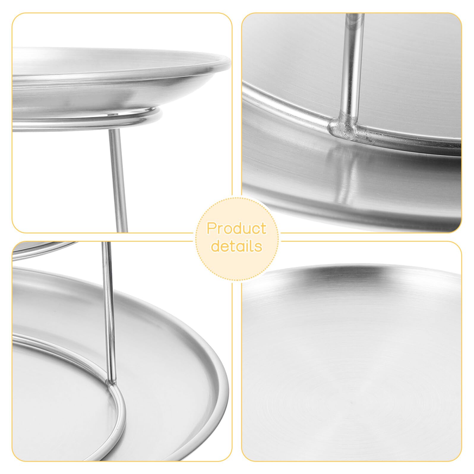 Set da Esposizione per Tavolo da Dessert in Acciaio Inox 2 Livelli Vassoio da Portata per Antipasti e Cupcake Supporto Rustico per Feste di Matrimonio e Buffet