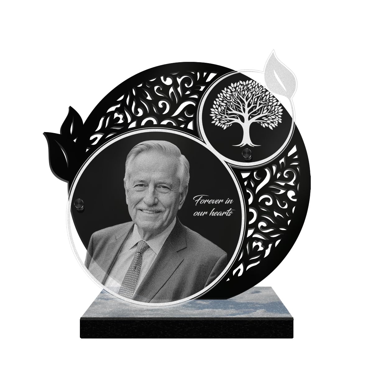 ETERNEL - Personalized Funeral Plaque Lace Tree of Life Customizable Photo and Text, laser-engraved funeral plaque for tribute, memorial plaque, tombstone, ceremony, burial