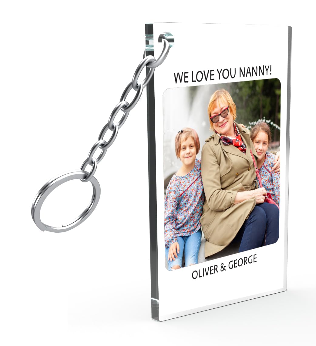Star Online Unisex Nanny Personalised Mothers Day Photo Keyring Gifts For Mum Birthday Presents From Daughter Son Custom Keychain For Nan, Mummy, (Nanny)