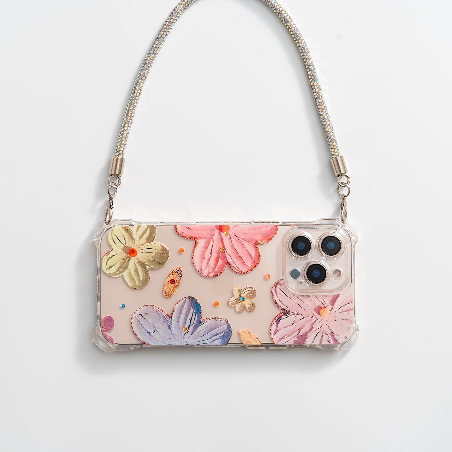 Soleebee Mobiele telefoonketting universeel om op te hangen, mobiele telefoonriem met bling-steentjes, halsketting voor dames, koord voor mobiele telefoon, ketting om op te hangen, compatibel met elke