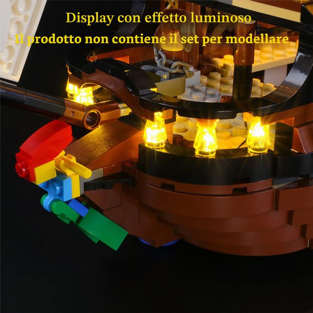 GEAMENT Set di Luci LED Compatibile Con LEGO Galeone dei Pirati (Pirate Ship) – Kit Di Illuminazione per Creator 31109 (Modello di mattoncini non incluso)