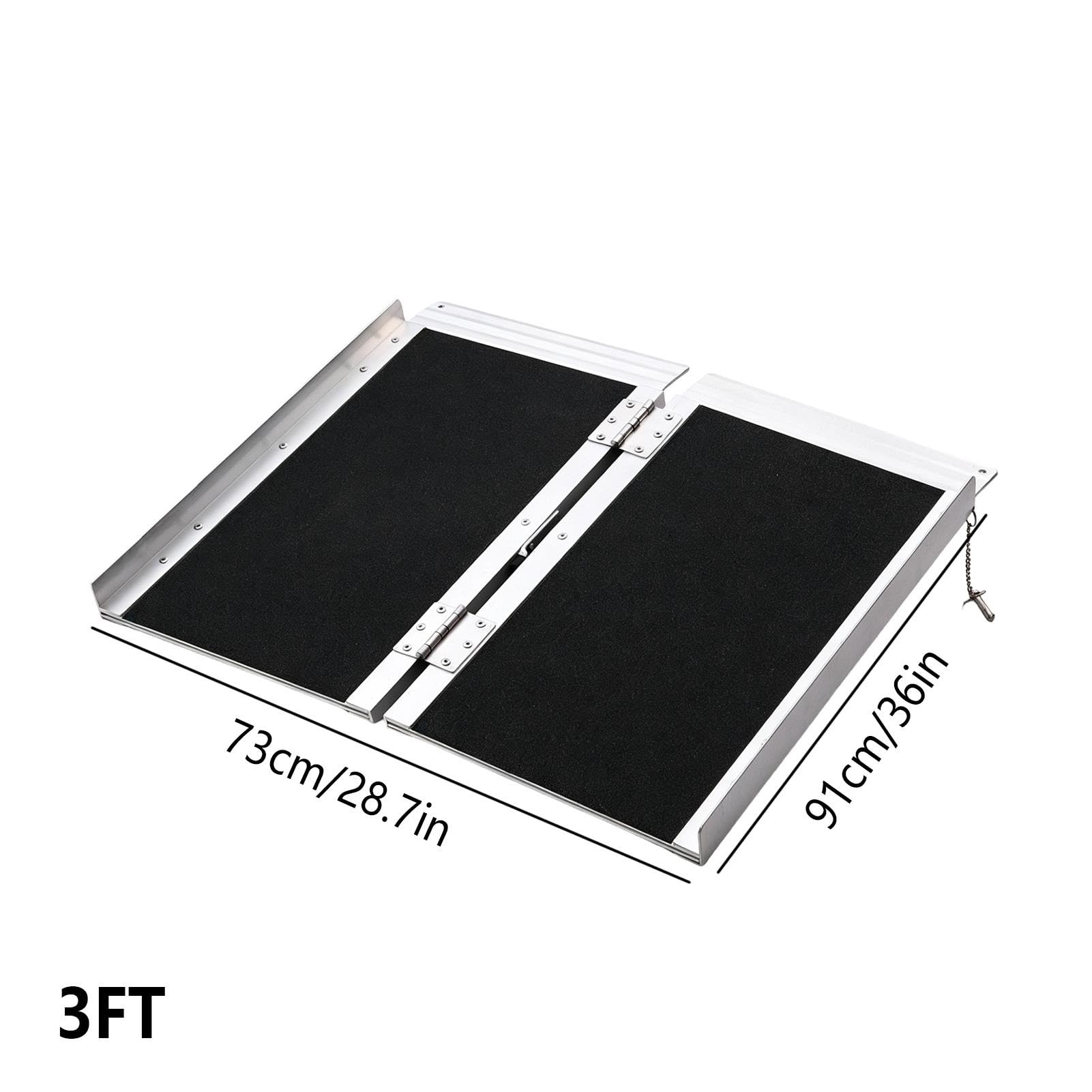 Rampa Plegable para Silla de Ruedas de 60-180 cm de Aluminio Antideslizante | Portátil, 270 KG de Capacidad, Carrito de Transporte Manual(36x28.7x2in)