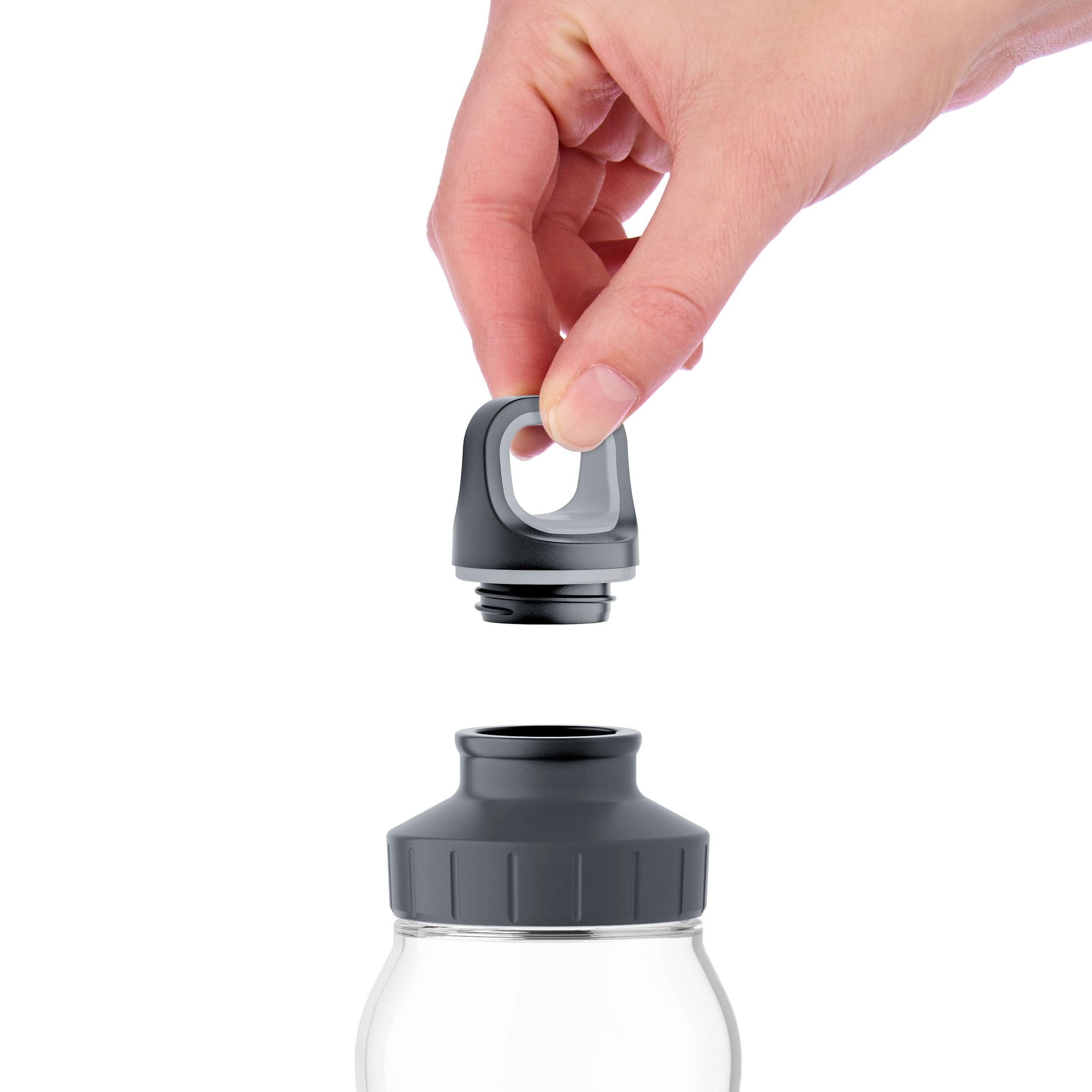 Emsa Gourde en verre N31007 Drink2Go - Capacité : 0,7 l - Bouchon à vis - 100% étanche - Passe au lave-vaisselle - Bordeaux