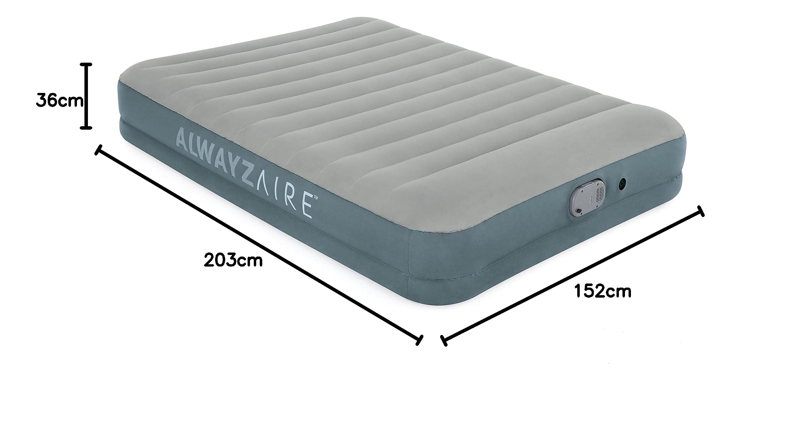 BESTWAY Matelas gonflable 2 places 203x152x36cm pompe AlwayzAire électrique gris