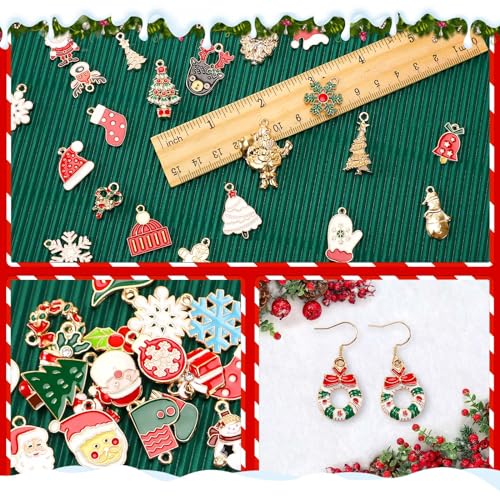 SANNIX Charms for Jewelry Making 350Pcs Christmas Gold Enamel Charms Jewelry Metal Charm Pendants for DIY Bracelet Necklace Earring Craft Making - Image 2