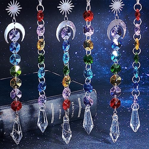 SUNNYCLUE 6Pcs Garden Suncatchers Outdoor Sun Catcher Rainbow Marker Indoor Sunlight Catcher Crystals Glass Beads Sun Moon Charms Window Hanging Ornament Prism Sunshine Catchers for Home Decor Gift - Image 4