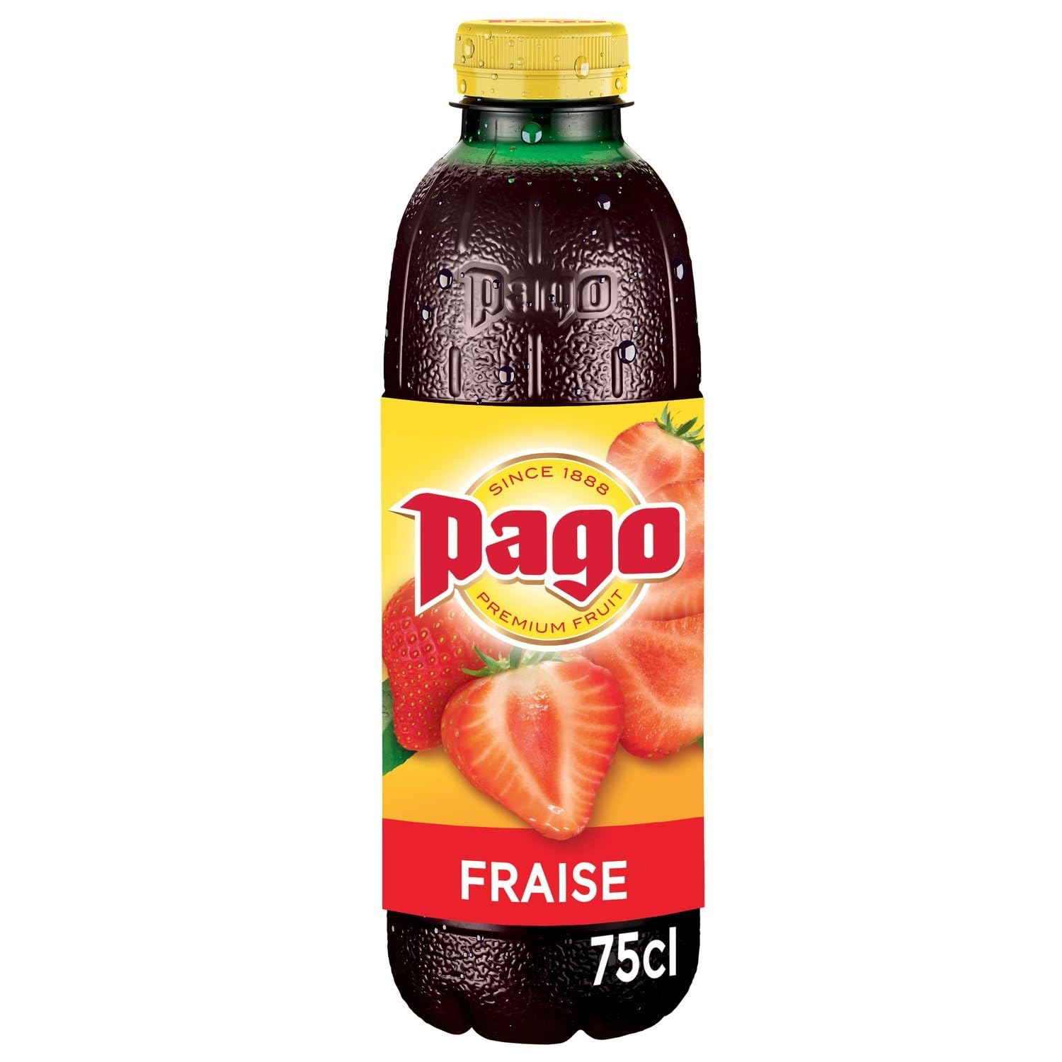 PAGO – Jus de Fraise Naturel Sans Sucres Ajoutés, Saveur Fruité Intense (Bouteille 75cL) - Lot de 4 - vendu par Lot