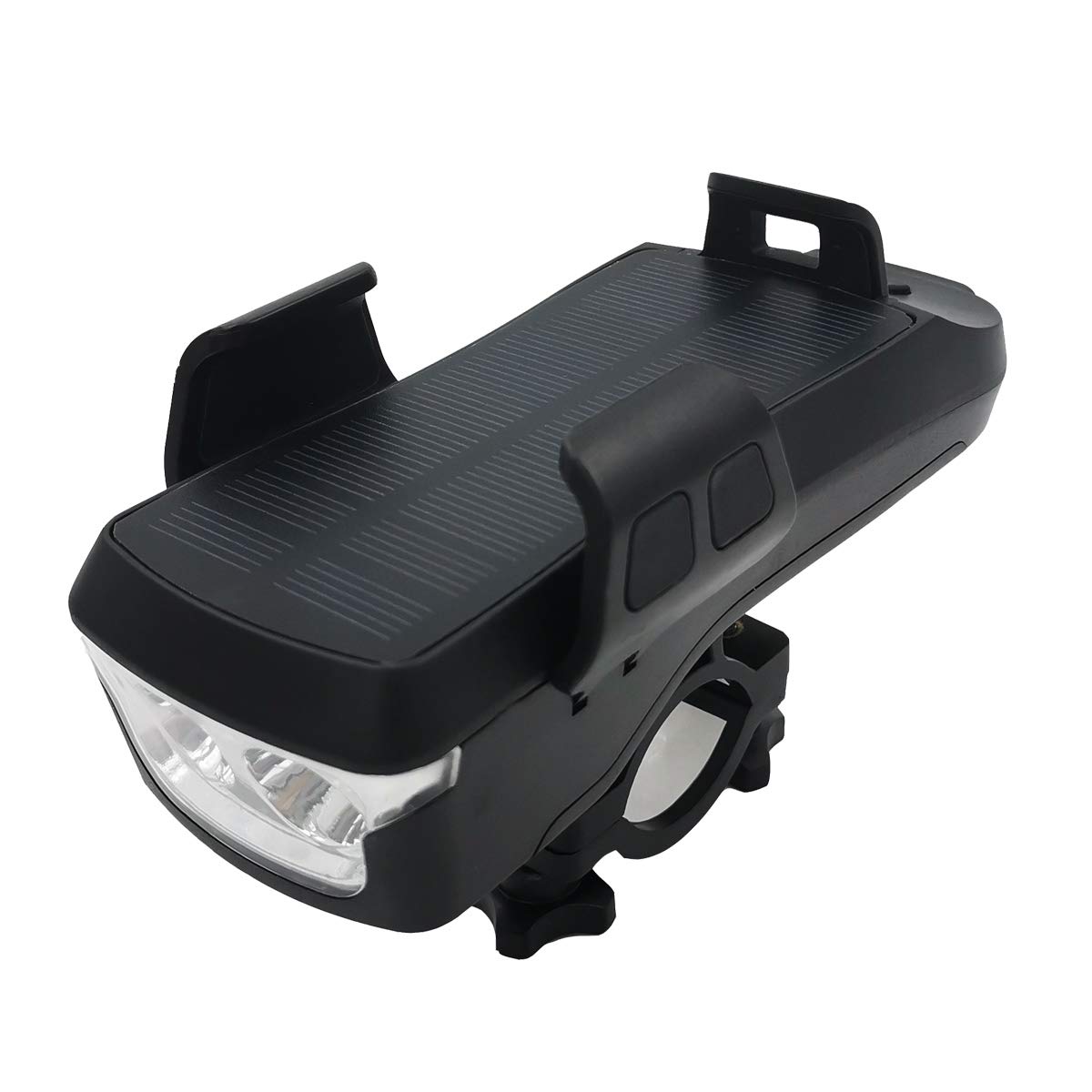 Wielofunkcyjna lampka rowerowa LED 4 w 1 4000 mAh Przednia lampka rowerowa 550 lumenów Wodoodporna lampka rowerowa ładowana przez USB z bankiem energii słonecznej i głośnym klaksonem oraz uchwytem na