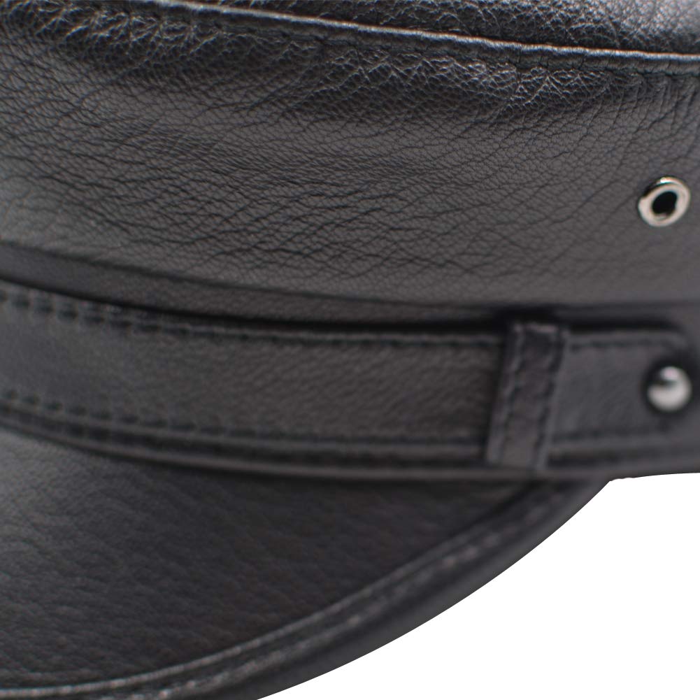 Yosang Men Women Leather Yacht Captain Sailor Hat Newsboy Cabbie Baker Peaked Beret Cap Black