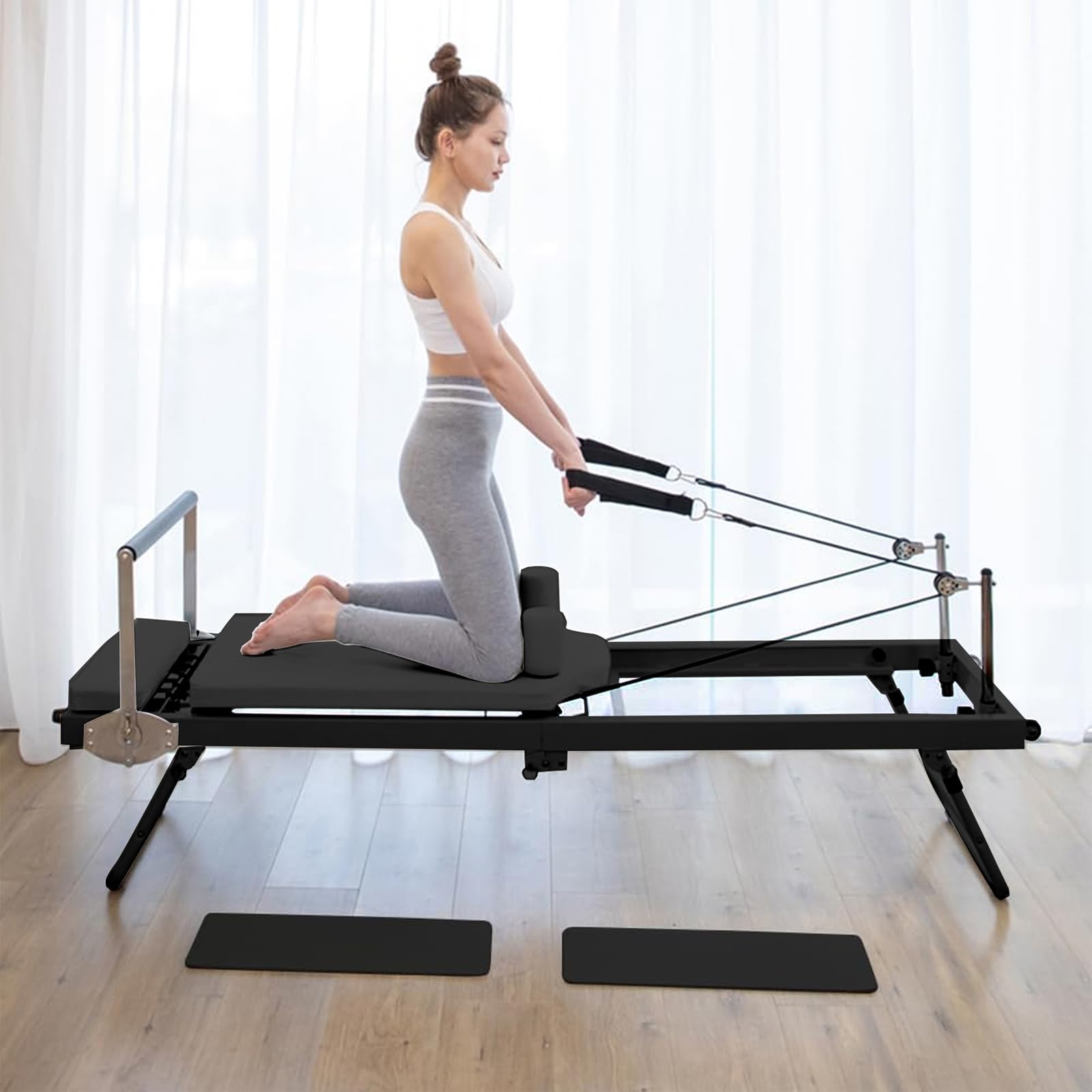 Riformatore di Pilates pieghevole, riformatore di pilates di casa,di allenamento core pilate regolabile - Capacità di peso di 300 libbre Macchina per i principianti e gli utenti intermedi