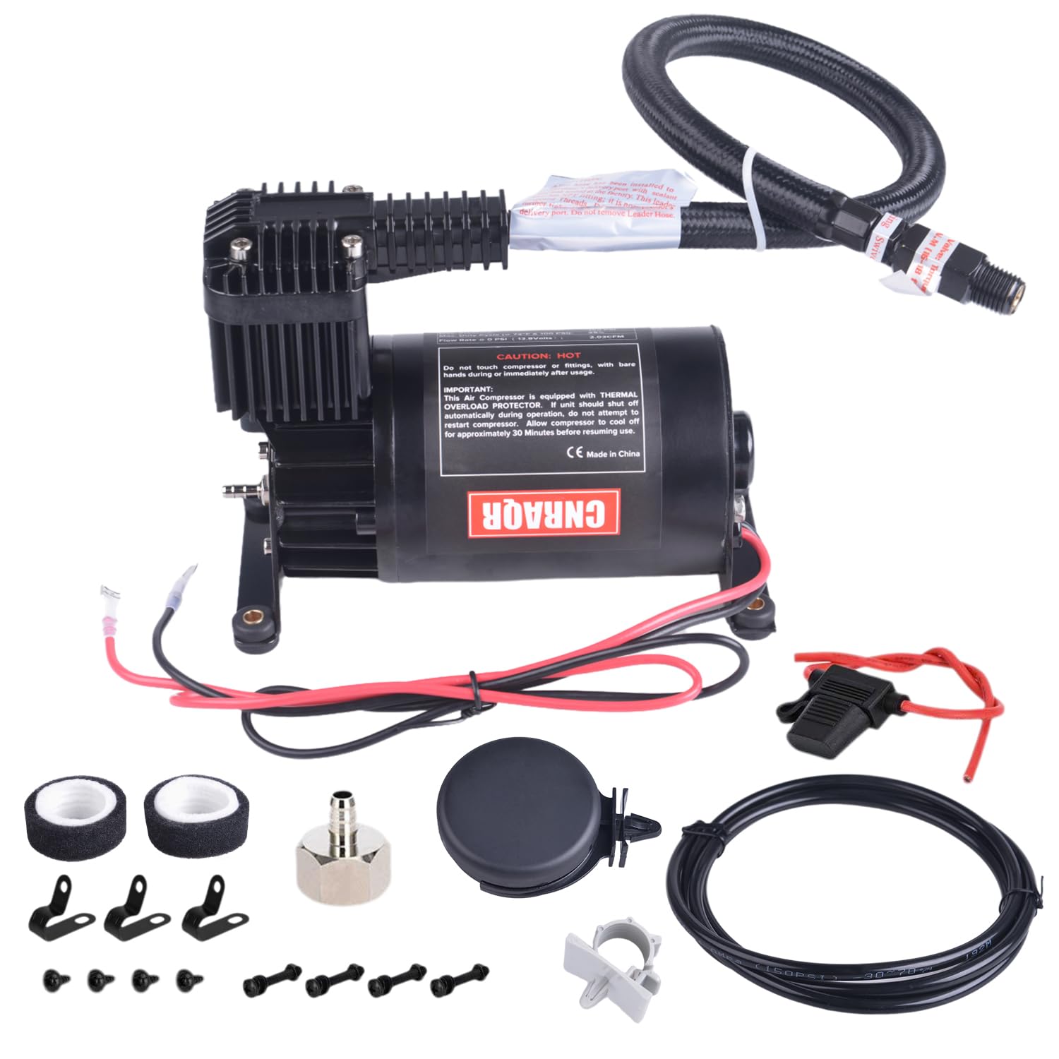 CNRAQR 150PSI Mini Air Ride Suspension Compressor/Heavy Duty Air Train Horn Compressors 1/4NPT 12V for Car Horns/Pneumatic Suspension Systems/