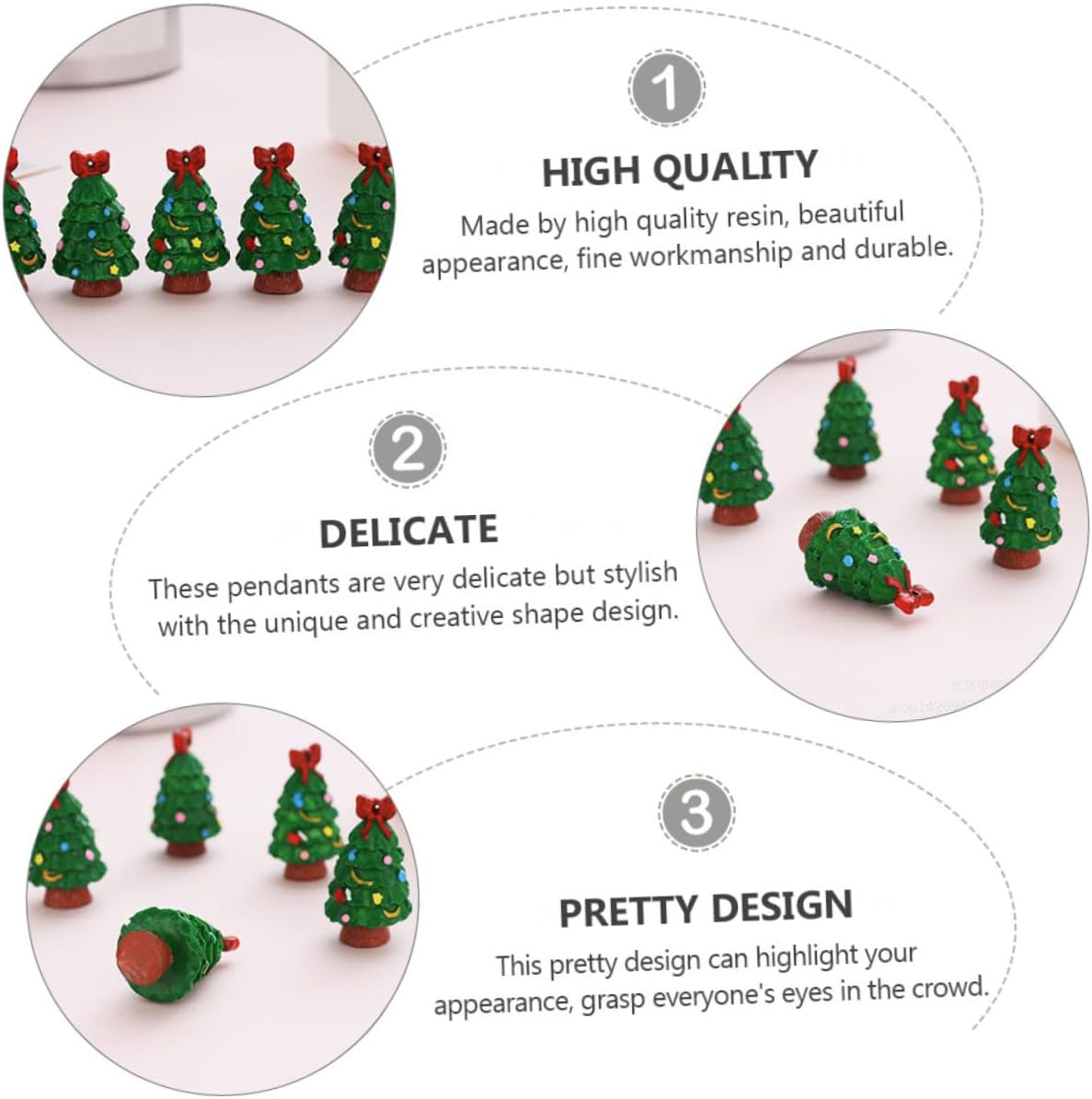 5pcs Resin DIY Xmas Tree Decor Mini Keychain Accessory