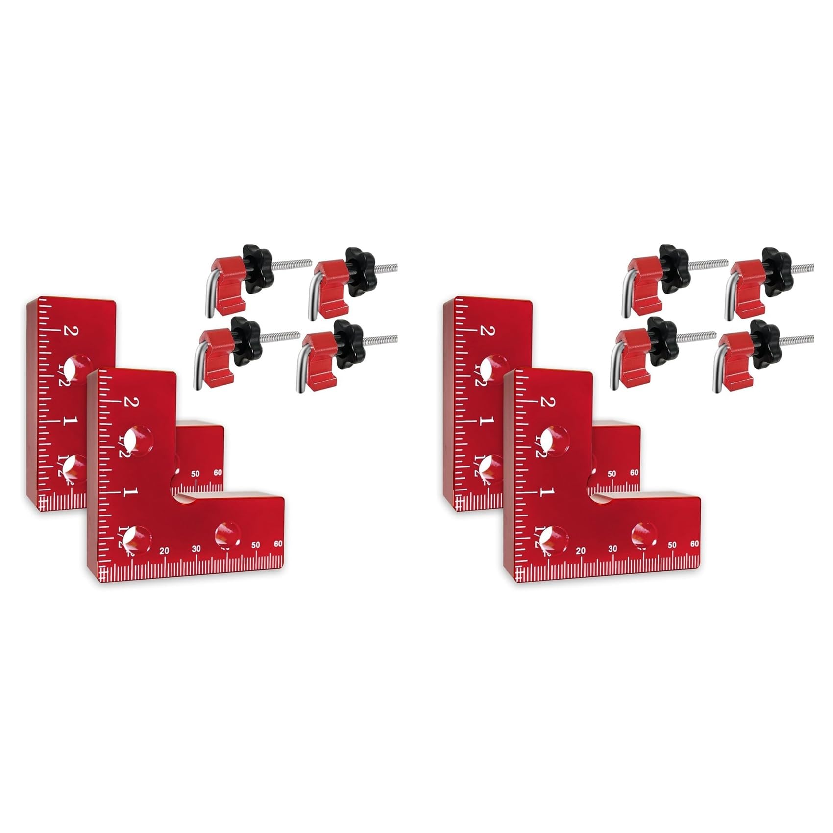 Jnchdghwa Red Mini 90 Degree Positioning Squares 4 Pack, Aluminium Alloy Clamping Squares For Woodworking, Clamping Assembly Squares