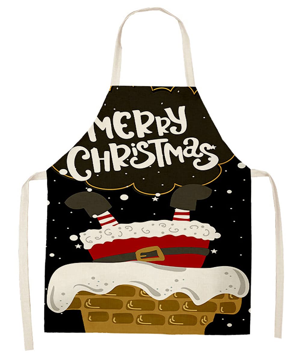 JFAN Delantal sin mangas navideño Cocina para hombres y mujeres Delantal para el hogar Cena Hornear Fiesta navideña 2023-feliz Papá Noel