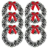 Gift Boutique 6 Christmas Front Door with Red Bow 13' Winter Decoration Wall Decor Hanging Wreaths Kitchen Decorations Artificial Home Decor Holiday Indoor Window