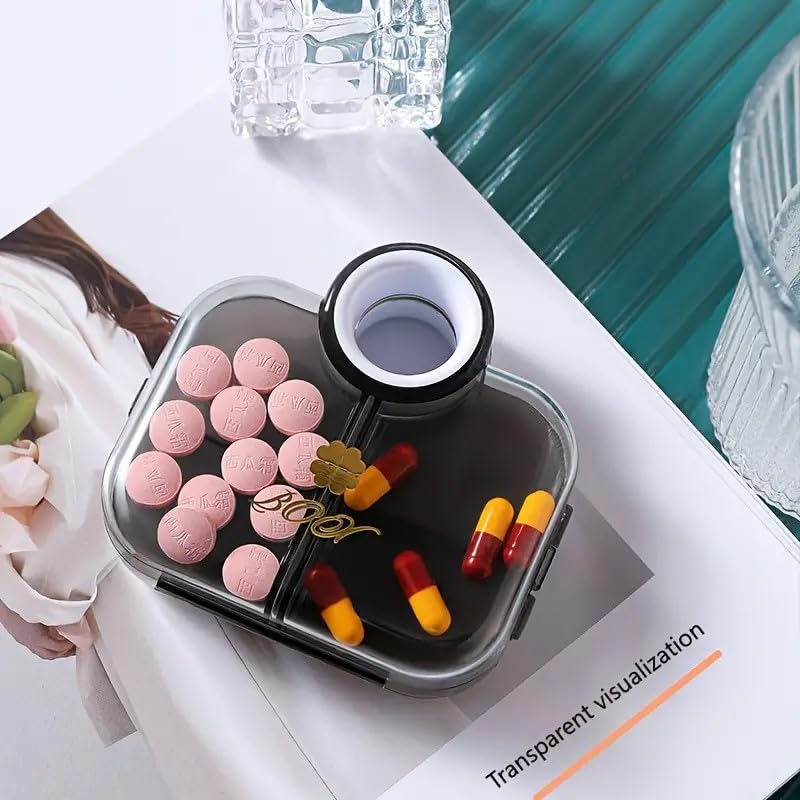 6-Compartment Tote Bag Shape Pill Case - Mini Pill Box Pill Organizer Sturdy Sealed Design Portable for Family Friends Children 2