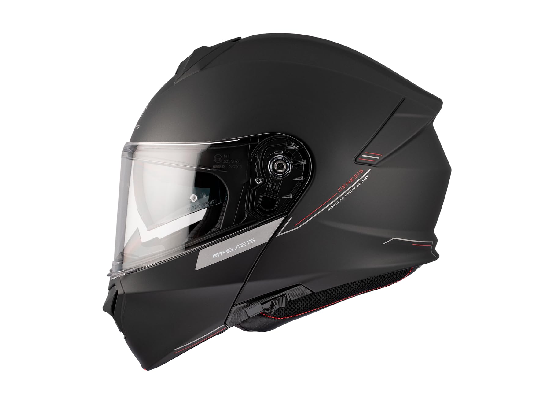 Casco Modular MT Genesis SV Solid A1 Negro Mate | Casco Modular para Hombre | Transpirable y Lavable | Homologado ECE 22.06 & Dot | Talla M