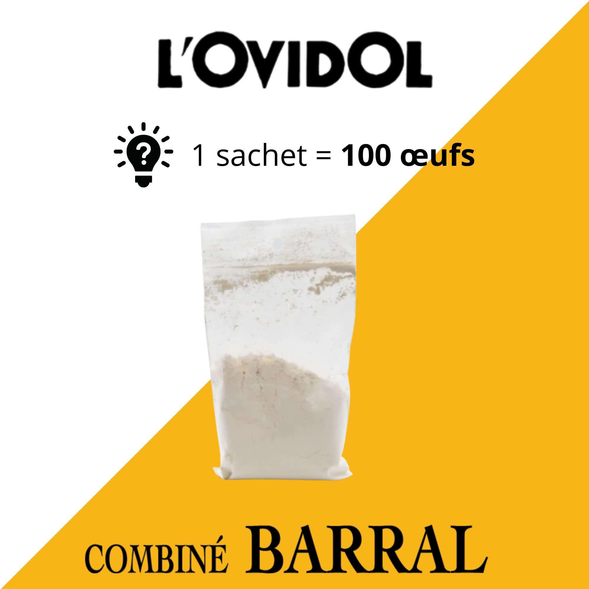 Ovidol – 100 huevos conservados hasta 1 año – Polvo para diluir – Producto patentado – Huevos comestibles después de la conservación – Gallinero – Enclos Poulailler – Made in France (5 cajas + 1