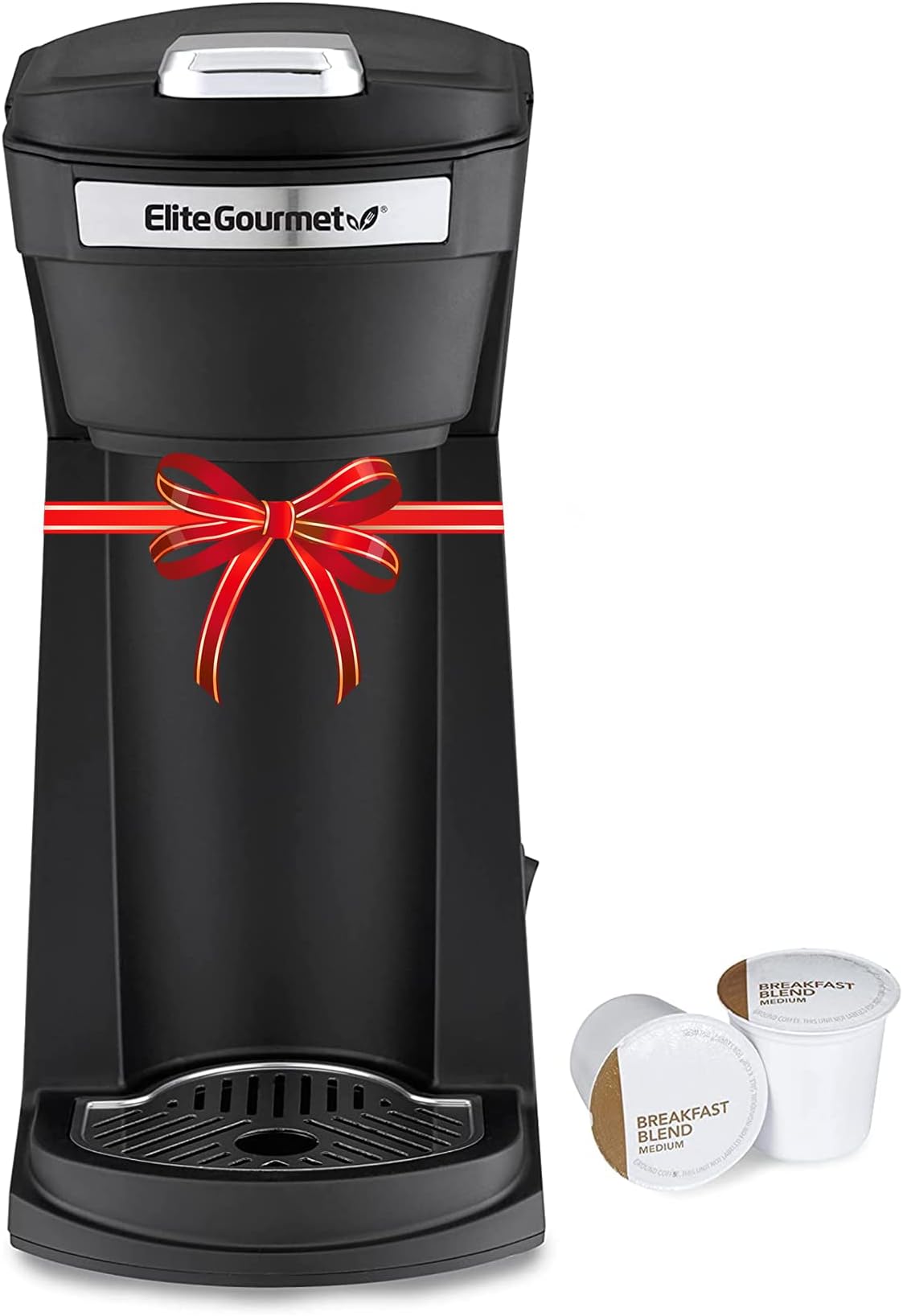Elite GourmetEHC208RS Personal Single-Serve Compact Capsule Coffee Maker Brewer, Compatible with K-Cups and Grounds, Reusable Filter, 16 Ounce, Black