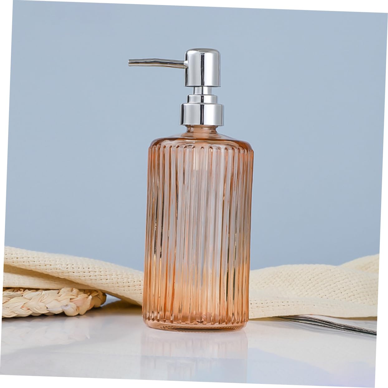 LABRIMP 3 Piezas Botella de Dosificador de Jabón de Vidrio para Jabón Líquido Champú y Loción Diseño Moderno y Reutilizable Dispensador para Baño y Cocina Transparente y Textura