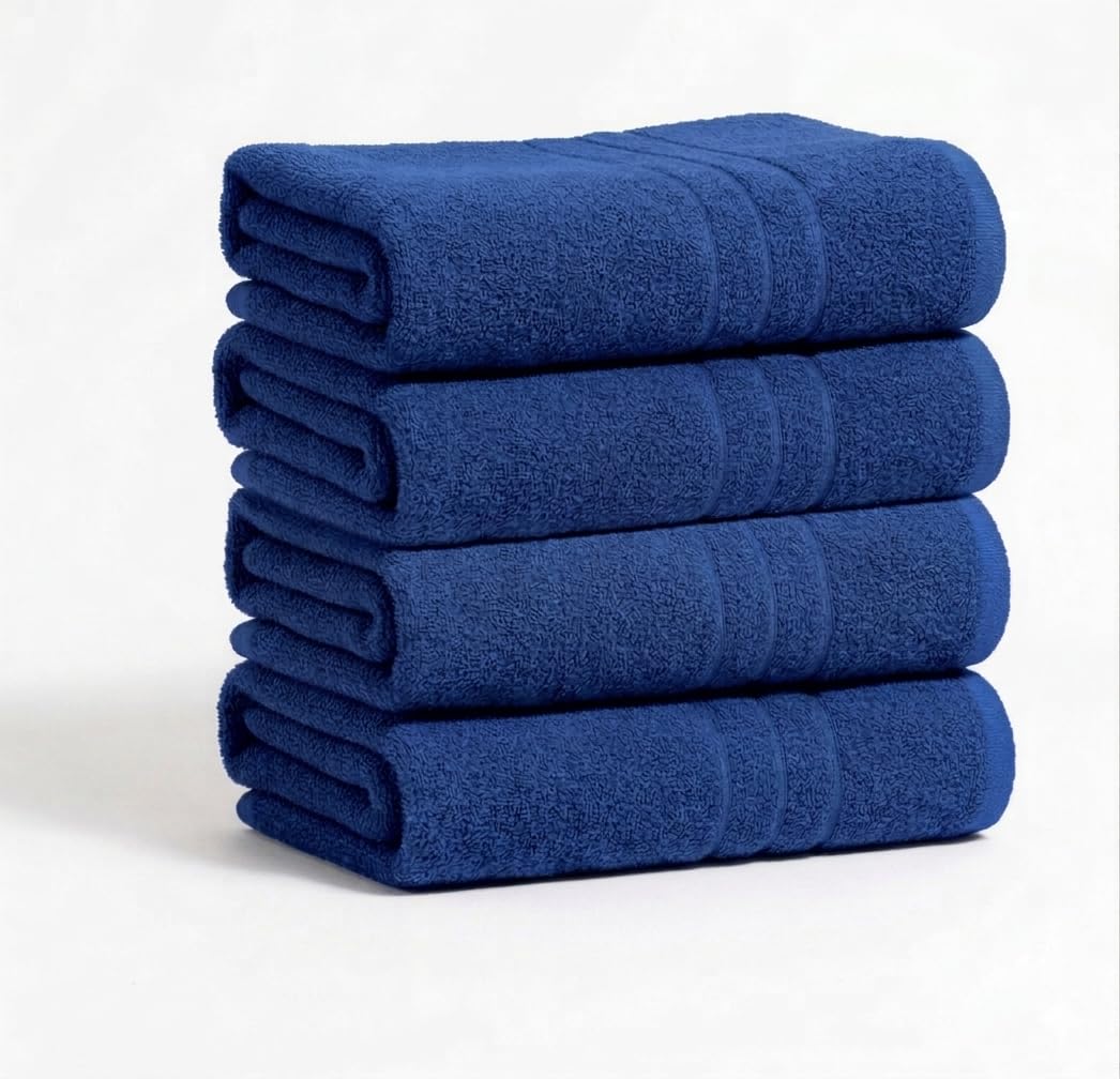 A & B TRADERS Pack of 2 or 4 Big Large Jumbo Bath Sheets Towels Soft Cotton Prime Egyptian Bale Sets (Navy, 4)