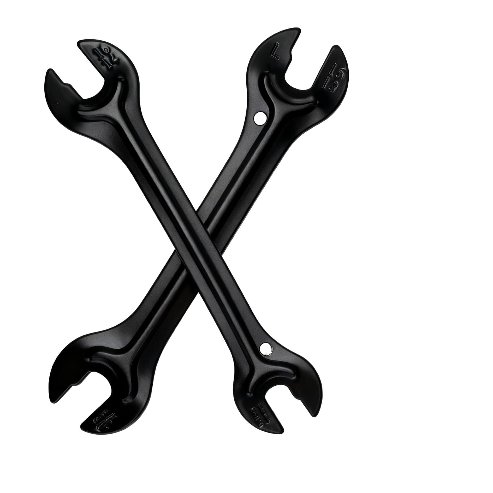2 PCS Bicycle Cone Spanner Hub Wrench Set, Cone Wrenches, Carbon Steel Axle Hub Wrench with 4 Sizes (13/14/15/16mm) Double Open End Pedal Spanner Tool for Mountain Bike Cycling Repairs (Black)