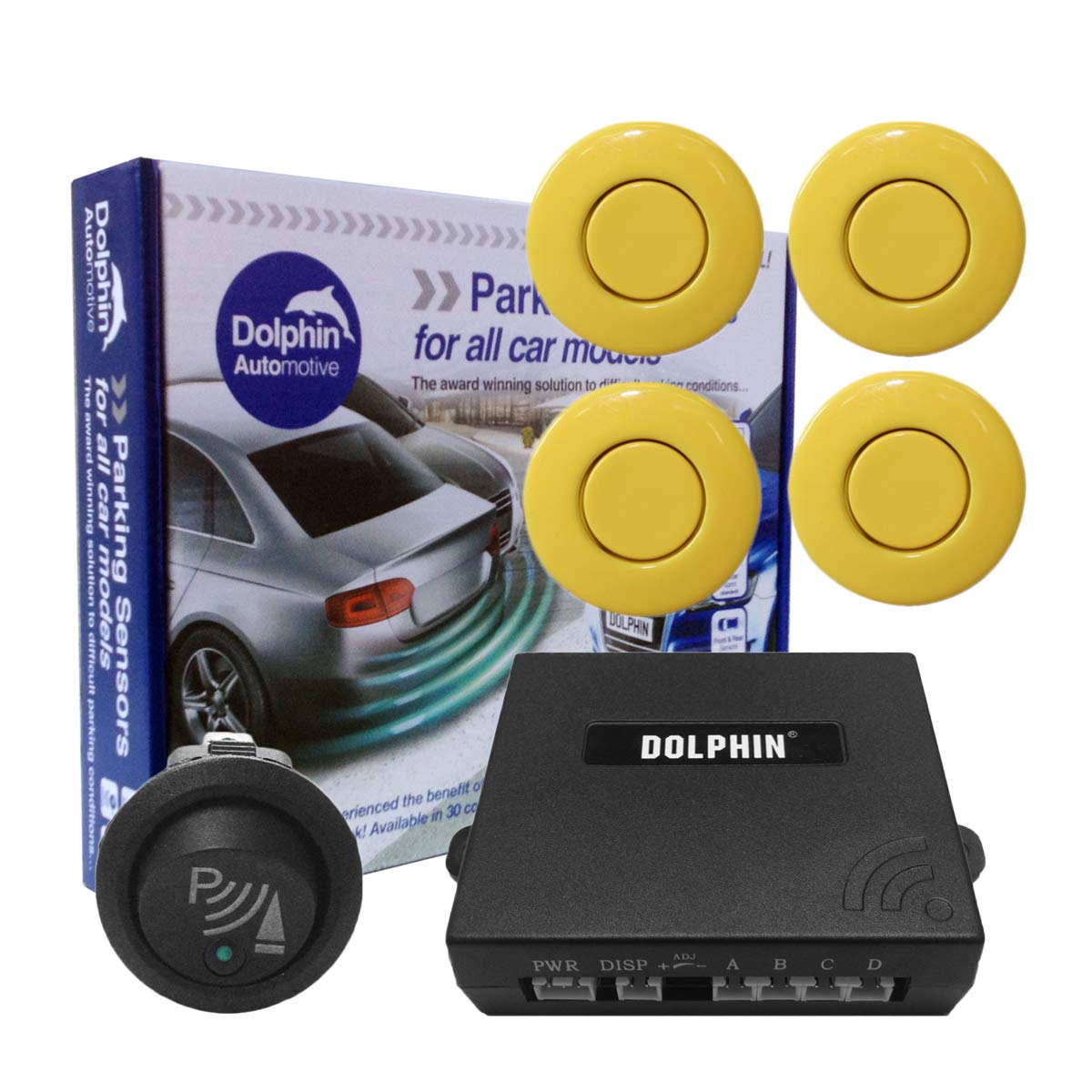 Dolphin Car Van Front Parking Sensors With Longer 6m Leads and Parking Switch in 32 Coloured Options UK (Electric Blue) — view 33