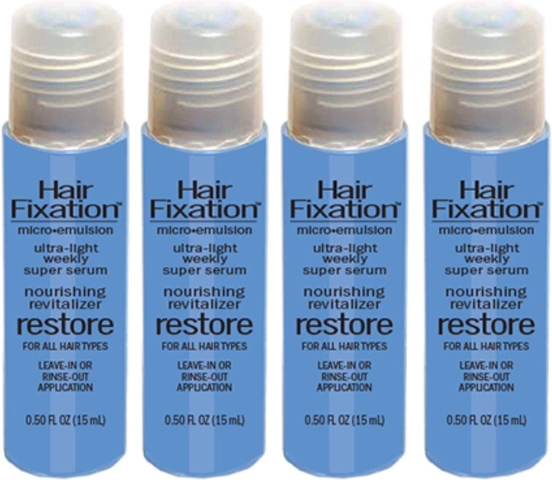 HairFixation Restore - Nourishing Revitalizer - Ultra-Light Weekly Super Serums for All Hair Types - 4-Pack (4 x ½ oz.) with Flaxseed, Baobab : Beauty & Personal Care
