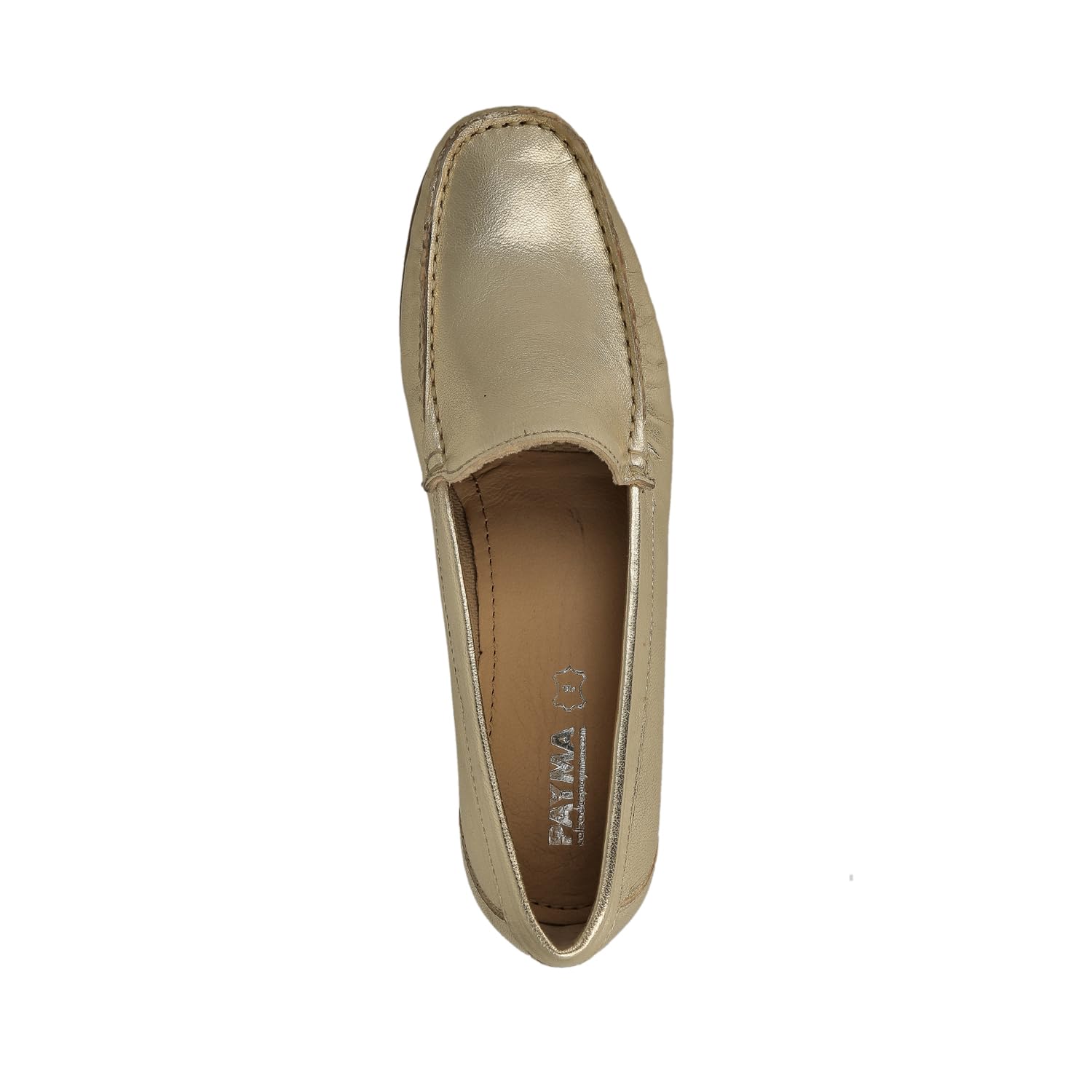Mocassini in Pelle Comodi per Donna Anziana. Loafer Kiowa Casual Cuciti a Mano. Molto Flessibili. Suola in Gomma. Scarpa da Passeggio. Colore Nero e Oro.