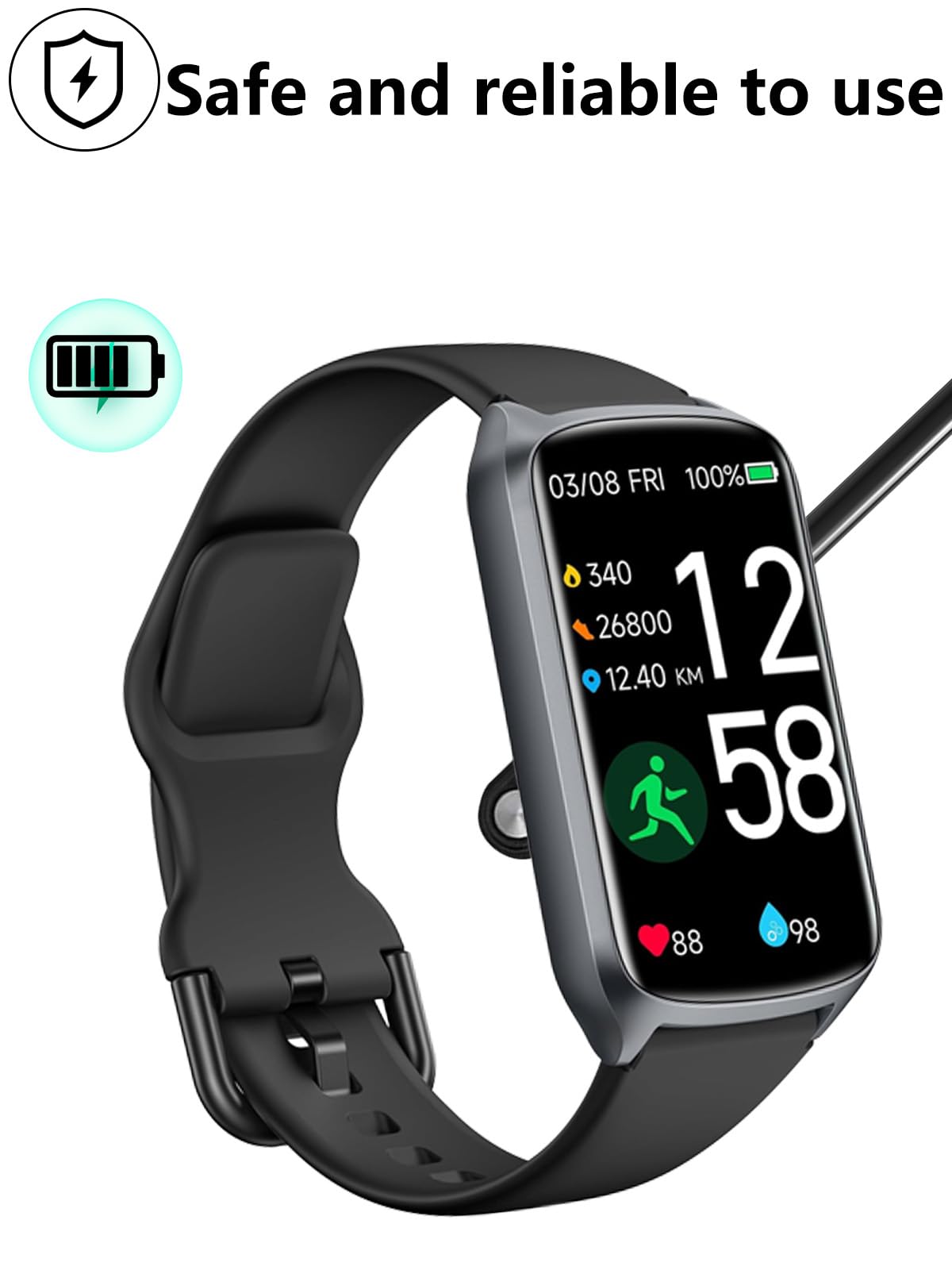 [2er-Pack] für Amzhero D26 Fitness Tracker Smartwatch Magnetisches USB-Ladekabel, 2-poliges Kabel Ladegerät für Smartwatch.