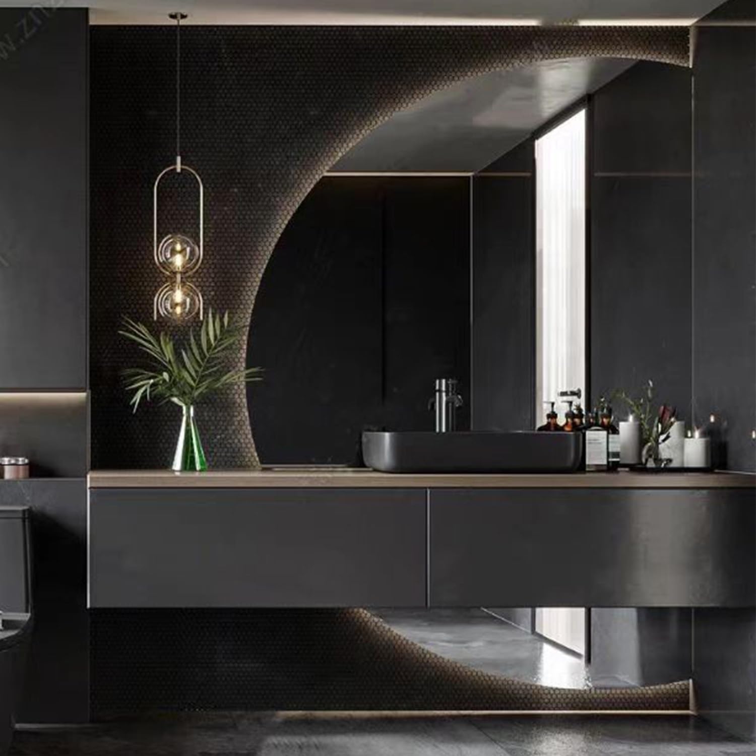 Miroir de salle de bain tactile avec température de couleur réglable et verre HD