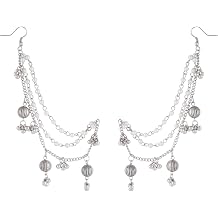 Jwellmart Indian Bollywood Oxidised Multiline Faux Pearl Ear Chains/Hair Chains for Earring Support Traditional Jewelry