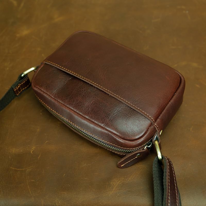 Crazy Horse Skórzana torba crossbody, prawdziwa skóra, kwadratowa torba na ramię do codziennego użytku i podróżne pudełko prezentowe