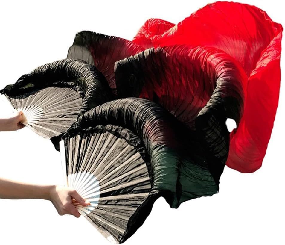 Belly Dance Artificial Silk Fan Veils 1 Pair(Left+Right) Long Fans Dance Performance Accessories