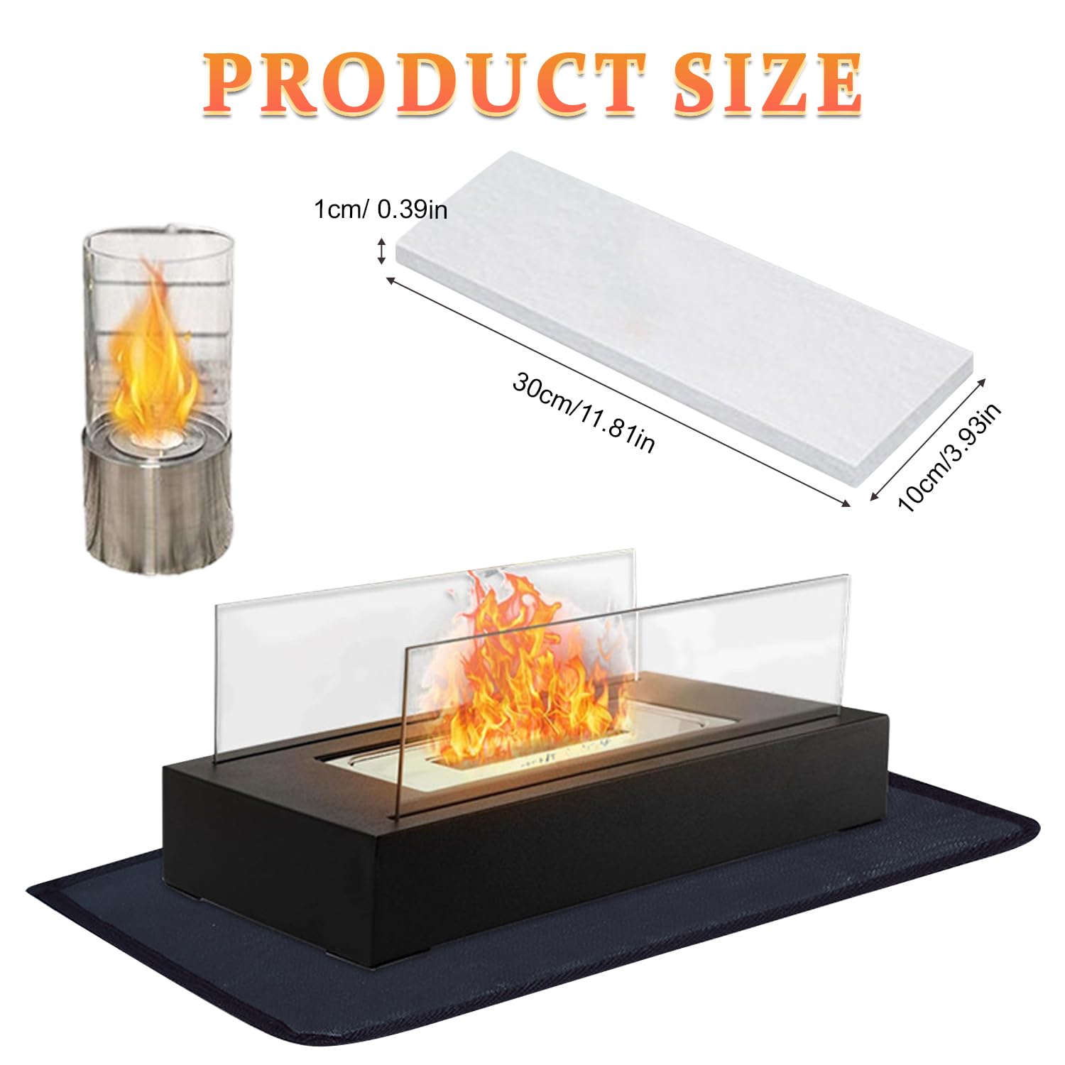 Lana de cerámica para bioetanol 300x100x10mm Esponja de cerámica de la chimenea en lana Adecuado para chimeneas, chimeneas de mesa, estufas de barbacoa (6 paquetes)