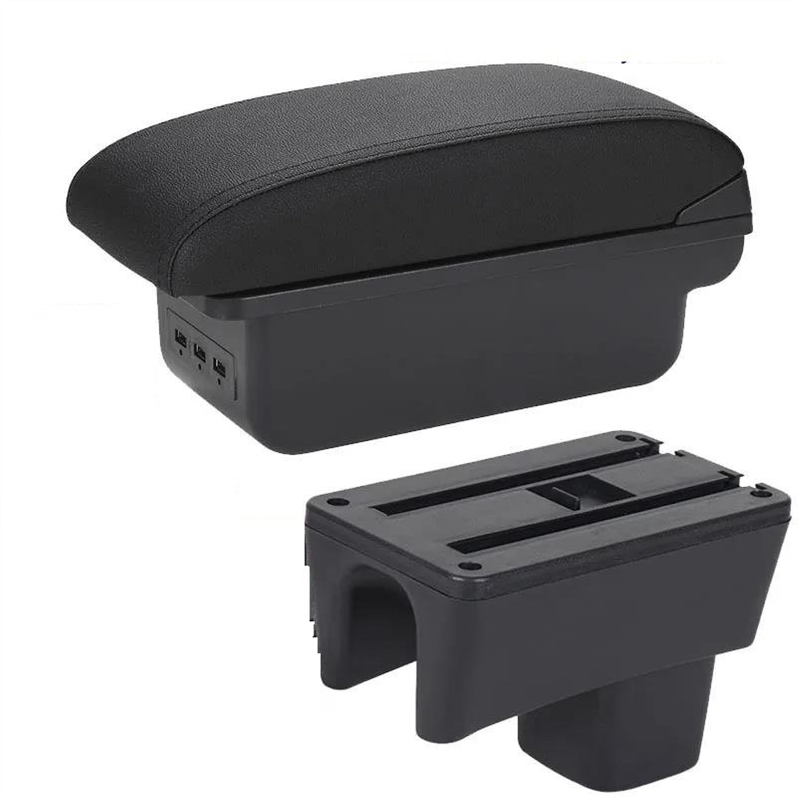 Armrest Box With Multifunctional Support PU Upholstered Car Interior Modification Accessories For Swift 2005-2023(B2 Black line 3USB)