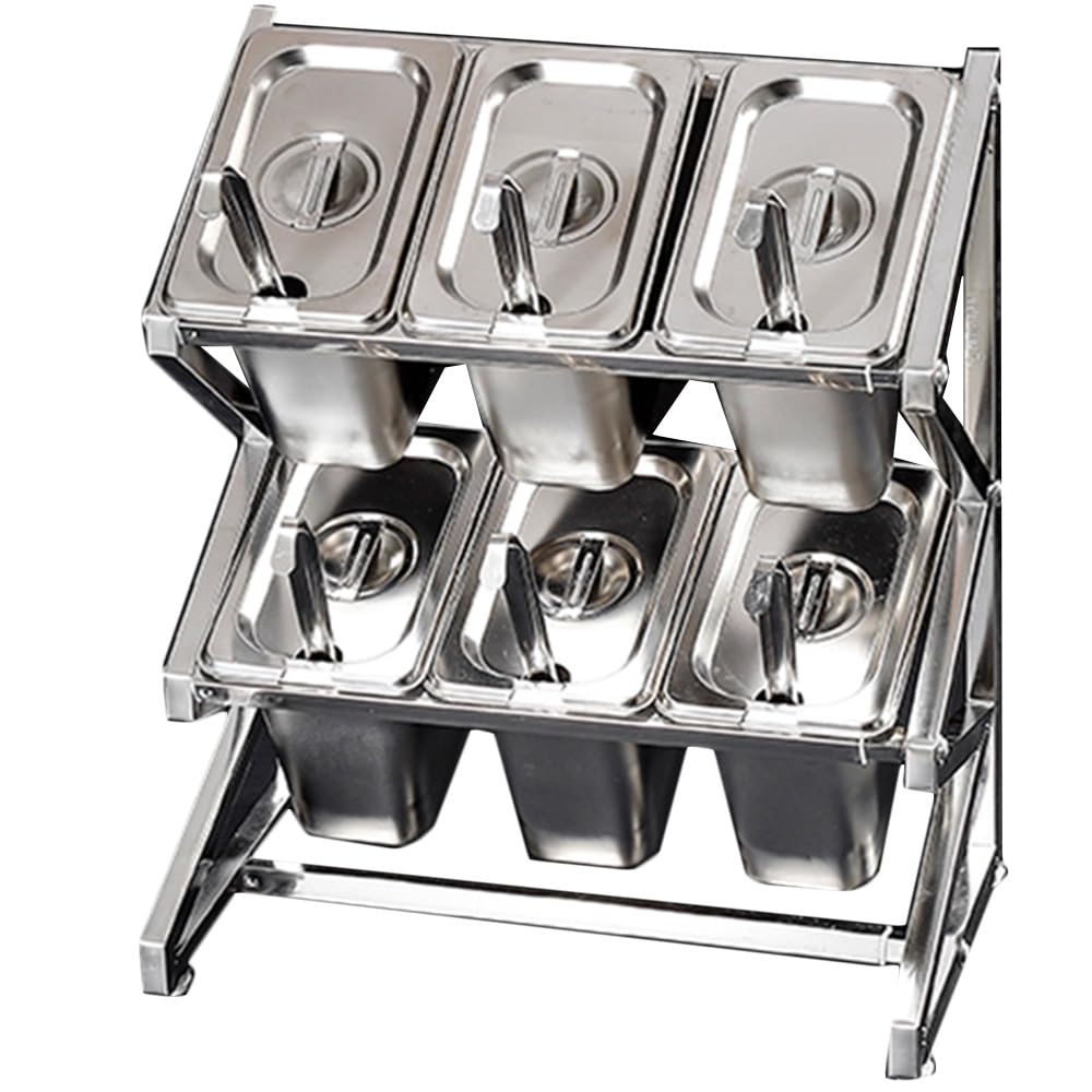 GTHTUHFD Expandable Stainless Steel Spice Rack For 10 Pots & Pans With Spoon Holder Countertop Condiment Organizer,Argento/Ccc-25.4X8.9X17IN