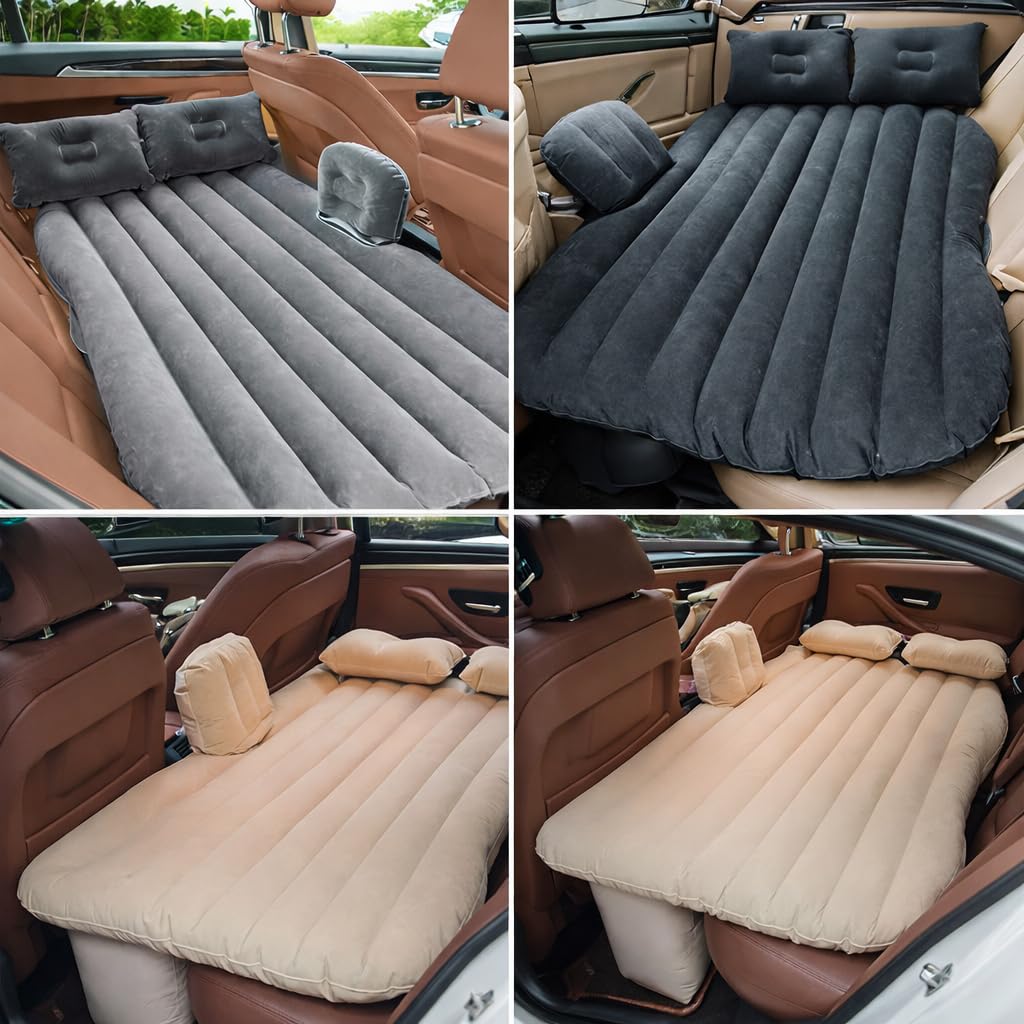 Car Inflatable Bed - Back Seat Car Mattress with Air Pump & 2 Pillows - Portable Travel Air Bed for Kids & Camping - Universal Fit for SUV, Sedan & Minivan Multi-Color(Black,Beige,Grey)-image-5