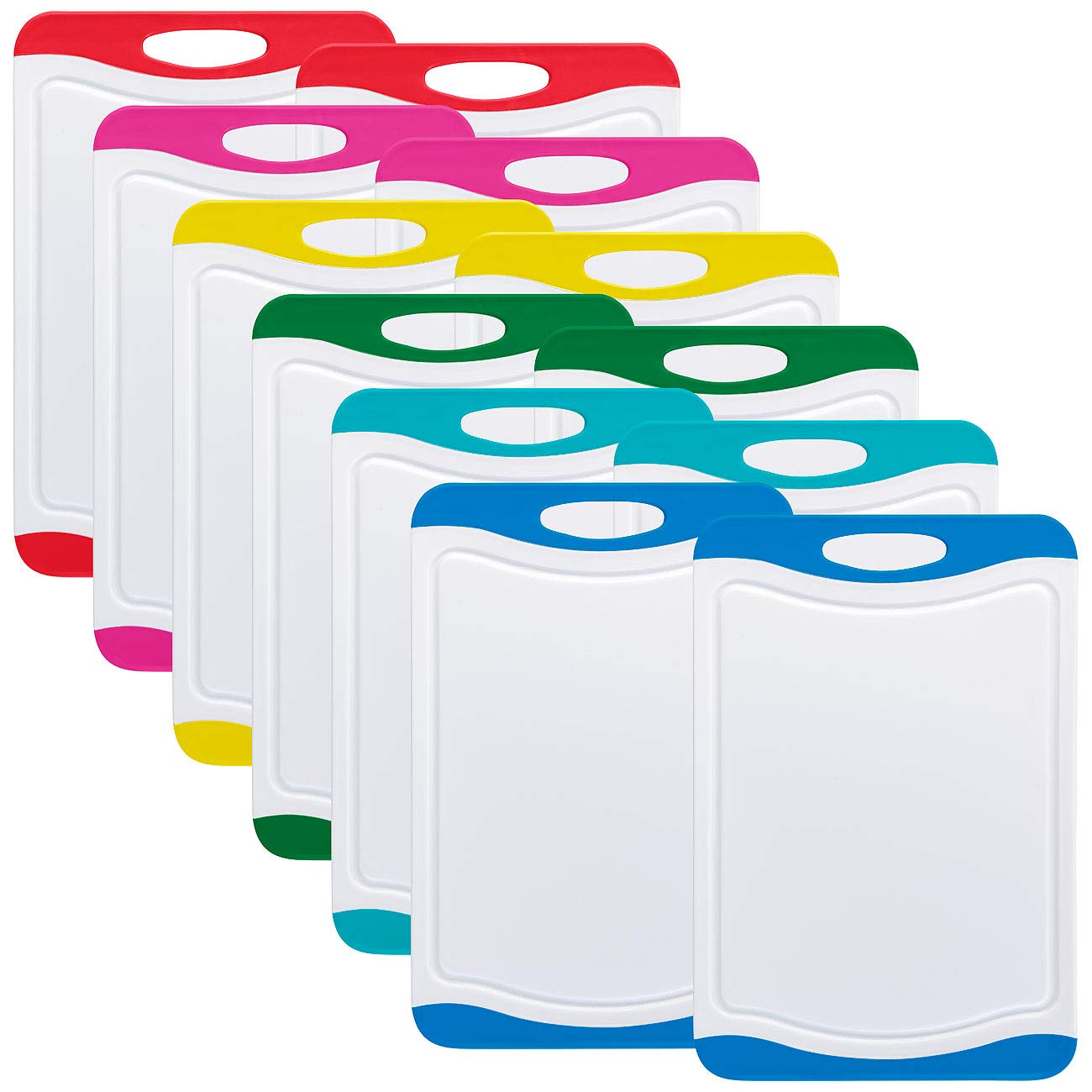 Rosenstein & Söhne Obst-Schneidebrett: 12er-Set Schneidebretter in 6 Farben, antibakteriell, je 29 x 20 cm (Hygienisches, Schneide-Brettchen, Farbe)