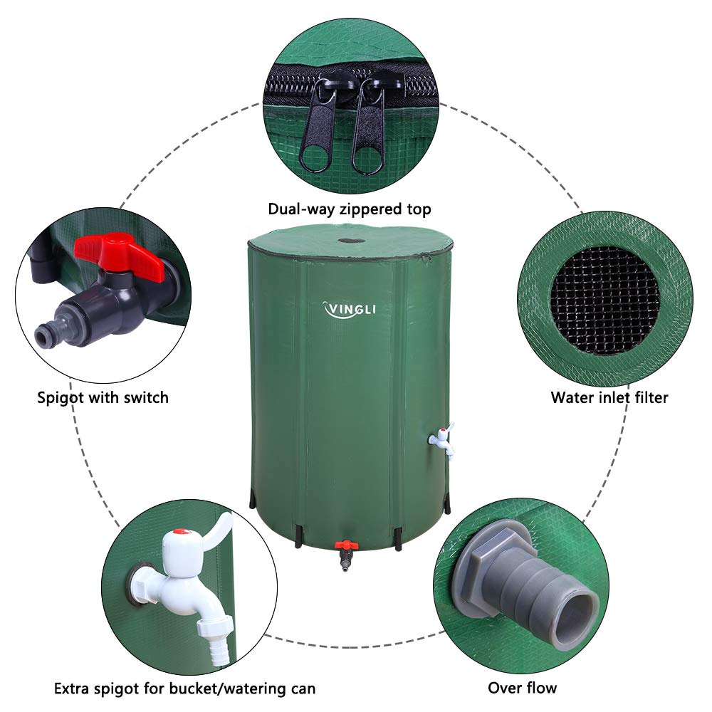 Buy VINGLI 100 Gallon Collapsible Rain Barrel, Portable Water Storage